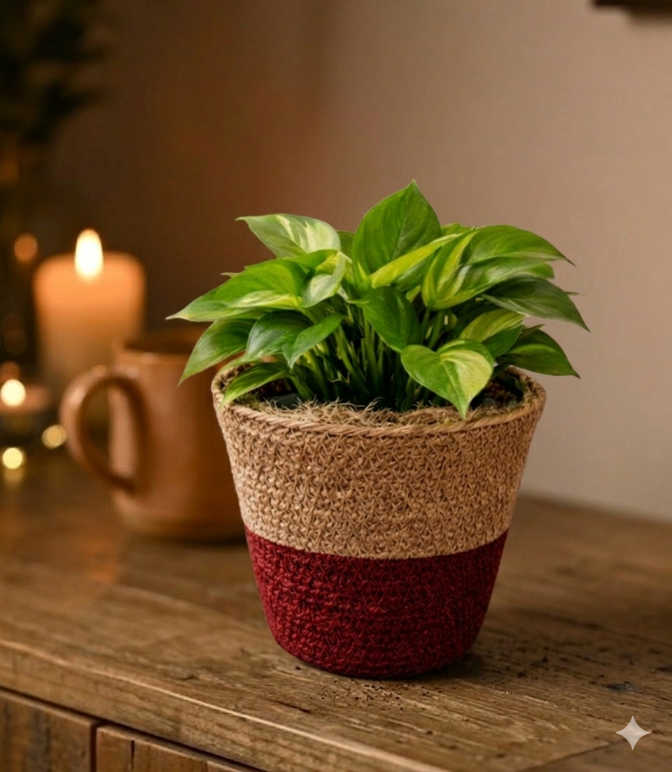 Natural Jute Planter – Handwoven Decorative Plant Pot