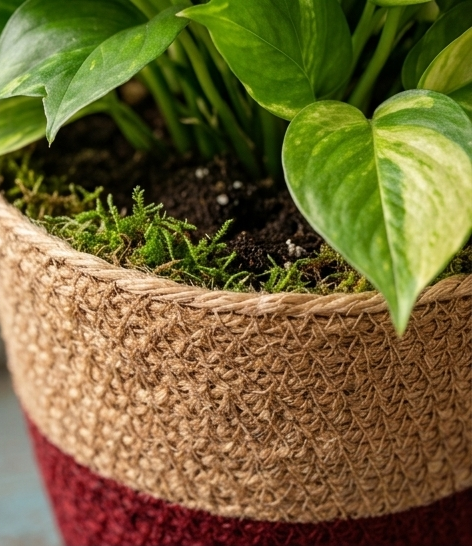 Natural Jute Planter – Handwoven Decorative Plant Pot
