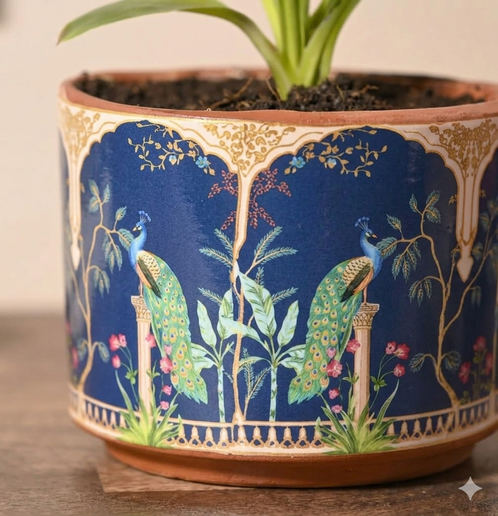 Royal Peacock Terracotta Pot