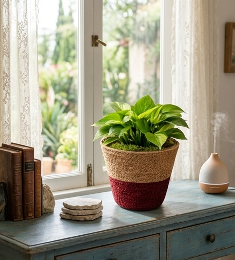 Natural Jute Planter – Handwoven Decorative Plant Pot